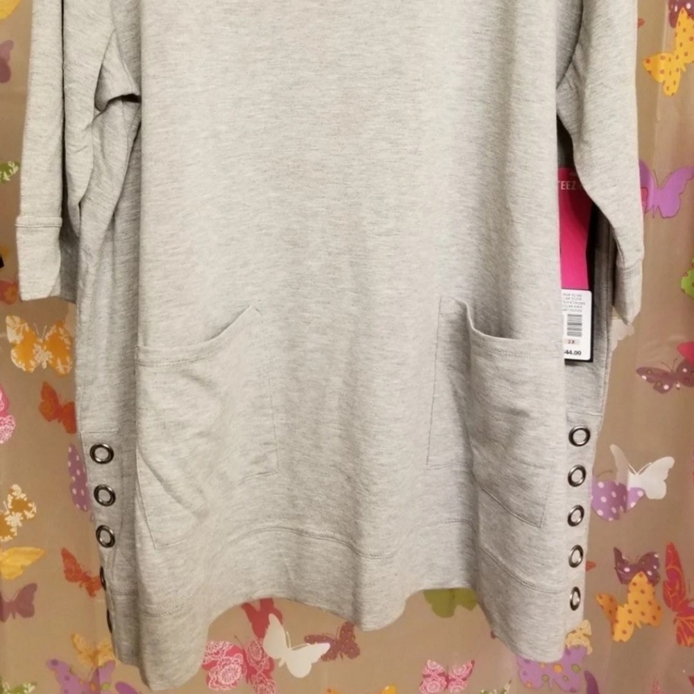 SZ 2 X 3X STUDDED TUNIC LIGHTWEIGHT SWEATSHIRT NWT